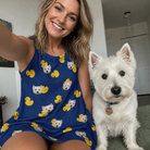 Selfie with the pet whose face is printed all over this Women's Quack Pack Custom Dog Face Tank Dress