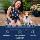 Friends in matching Women's Quack Pack Custom Dog Face V-Neck Dress — a group gift photo