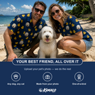 Friends in matching Women's Quack Pack Custom Dog Face Hawaiian Shirt — a group gift photo