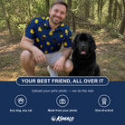 Friends in matching Men's Quack Pack Custom Dog Face Polo Shirt — a group gift photo
