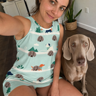 Selfie with the pet whose face is printed all over this Women's Kerchief Kapers Custom Dog Face Tank Dress