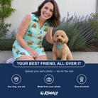 Friends in matching Women's Kerchief Kapers Custom Dog Face V-Neck Dress — a group gift photo