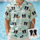 Man wearing Men's Kerchief Kapers Custom Dog Face Hawaiian Shirt — custom faces printed all-over