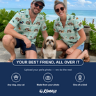 Friends in matching Women's Kerchief Kapers Custom Dog Face Hawaiian Shirt — a group gift photo
