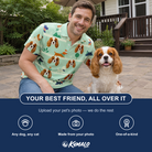 Friends in matching Men's Kerchief Kapers Custom Dog Face Polo Shirt — a group gift photo