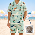 Man wearing Men's Kerchief Kapers Custom Dog Face Shirt & Shorts Set — custom faces printed all-over