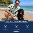 Friends in matching Men's Kerchief Kapers Custom Dog Face Shirt & Shorts Set — a group gift photo