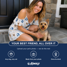 Friends in matching Women's Yap Yurts Custom Dog Face Off-Shoulder Dress — a group gift photo