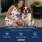 Friends in matching Women's Yap Yurts Custom Dog Face V-Neck Dress — a group gift photo