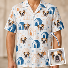 Man wearing Men's Yap Yurts Custom Dog Face Hawaiian Shirt — custom faces printed all-over