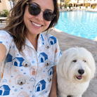 Selfie with the pet whose face is printed all over this Women's Yap Yurts Custom Dog Face Hawaiian Shirt