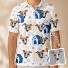 Man wearing Men's Yap Yurts Custom Dog Face Polo Shirt — custom faces printed all-over
