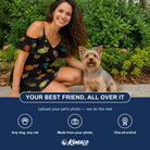 Friends in matching Women's Frisbee Flingers Custom Dog Face Off-Shoulder Dress — a group gift photo