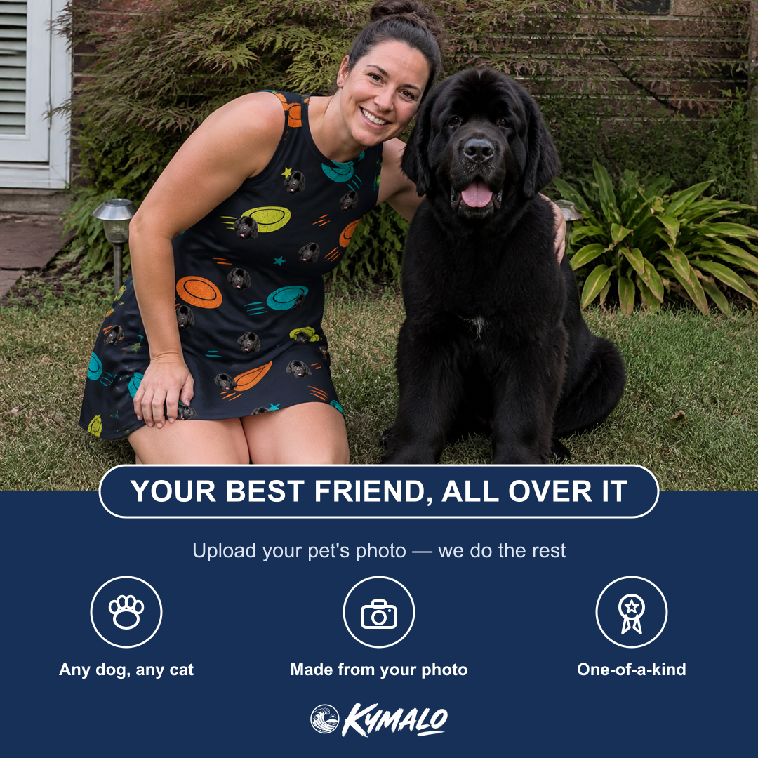 Friends in matching Women's Frisbee Flingers Custom Dog Face Tank Dress — a group gift photo
