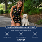 Friends in matching Women's Frisbee Flingers Custom Dog Face V-Neck Dress — a group gift photo