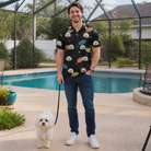 Full-length photo with the pet printed all over this Men's Frisbee Flingers Custom Dog Face Polo Shirt