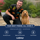 Friends in matching Men's Frisbee Flingers Custom Dog Face Polo Shirt — a group gift photo