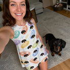 Selfie with the pet whose face is printed all over this Women's Disc Dogs Custom Dog Face Tank Dress