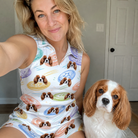 Selfie with the pet whose face is printed all over this Women's Disc Dogs Custom Dog Face V-Neck Dress