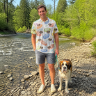 Full-length photo with the pet printed all over this Men's Disc Dogs Custom Dog Face Polo Shirt