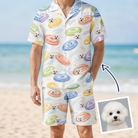 Man wearing Men's Disc Dogs Custom Dog Face Shirt & Shorts Set — custom faces printed all-over