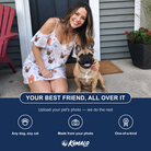 Friends in matching Women's Fido Follies Custom Dog Face Off-Shoulder Dress — a group gift photo