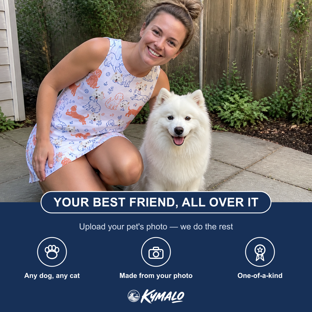 Friends in matching Women's Fido Follies Custom Dog Face Tank Dress — a group gift photo