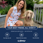 Friends in matching Women's Fido Follies Custom Dog Face V-Neck Dress — a group gift photo