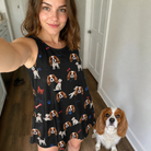 Selfie with the pet whose face is printed all over this Women's Doggo Dandies Custom Dog Face Tank Dress