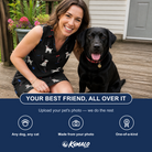 Friends in matching Women's Doggo Dandies Custom Dog Face V-Neck Dress — a group gift photo