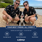 Friends in matching Men's Doggo Dandies Custom Dog Face Hawaiian Shirt — a group gift photo
