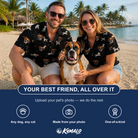 Friends in matching Women's Doggo Dandies Custom Dog Face Hawaiian Shirt — a group gift photo