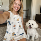Selfie with the pet whose face is printed all over this Women's Woof Whimsy Custom Dog Face Tank Dress