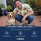 Friends in matching Men's Woof Whimsy Custom Dog Face Polo Shirt — a group gift photo