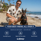 Friends in matching Men's Woof Whimsy Custom Dog Face Shirt & Shorts Set — a group gift photo