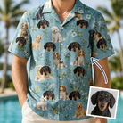Man wearing Men's Doggone Doodles Custom Dog Face Hawaiian Shirt — custom faces printed all-over