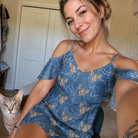 Selfie with the pet whose face is printed all over this Women's Mittens Mingle Custom Cat Face Off-Shoulder Dress