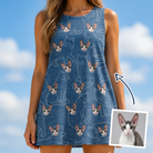 Woman wearing Women's Mittens Mingle Custom Cat Face Tank Dress — custom faces printed all-over
