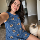 Selfie with the pet whose face is printed all over this Women's Mittens Mingle Custom Cat Face Tank Dress
