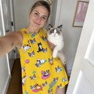 Selfie with the pet whose face is printed all over this Women's Velvet Nuzzles Custom Cat Face Tank Dress
