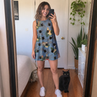 Full-length photo with the pet printed all over this Women's Kitten Kaboodle Custom Cat Face Tank Dress