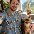 Selfie with the pet whose face is printed all over this Men's Kitten Kaboodle Custom Cat Face Hawaiian Shirt