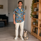 Full-length photo with the pet printed all over this Men's Kitten Kaboodle Custom Cat Face Polo Shirt
