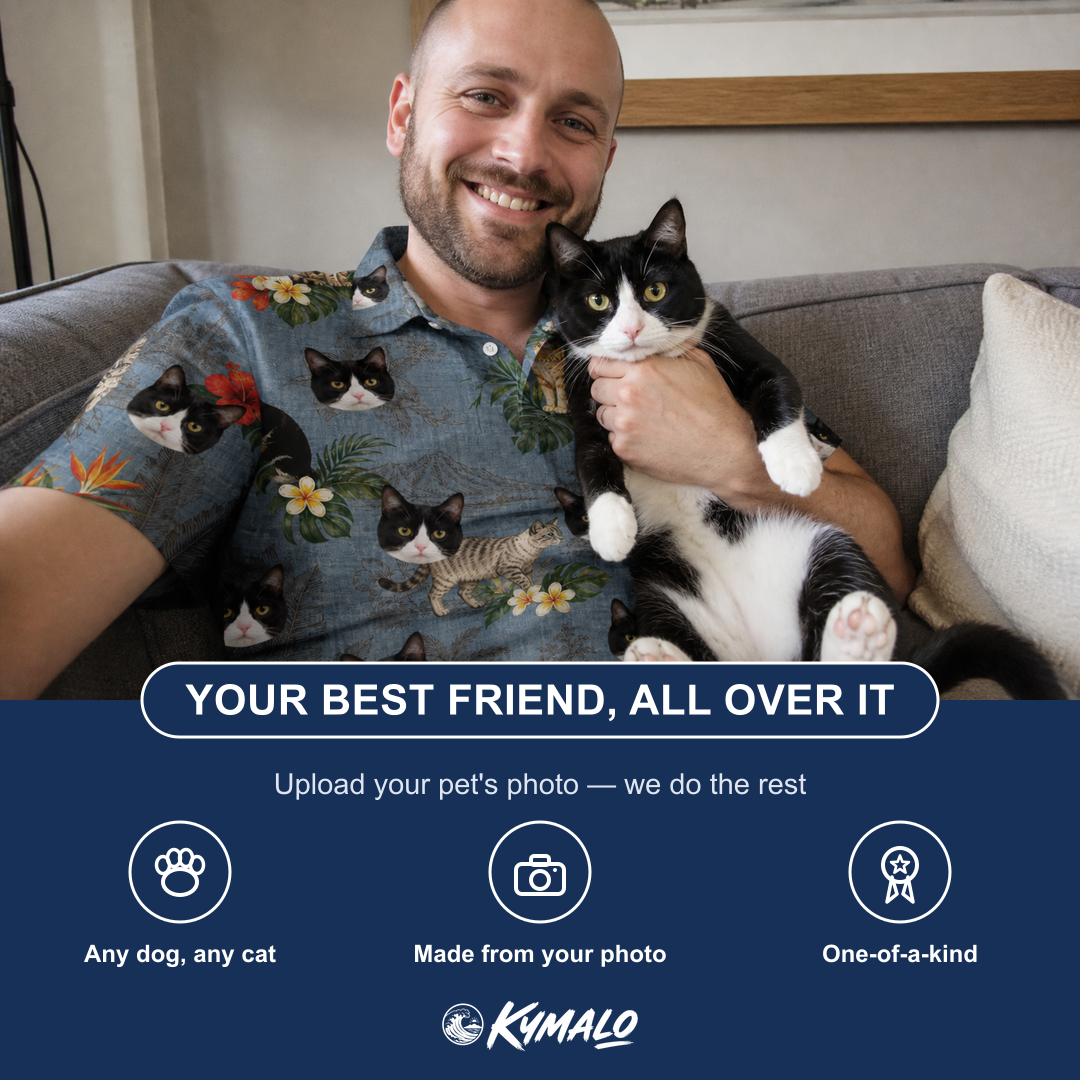 Friends in matching Men's Kitten Kaboodle Custom Cat Face Polo Shirt — a group gift photo