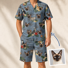 Man wearing Men's Kitten Kaboodle Custom Cat Face Shirt & Shorts Set — custom faces printed all-over
