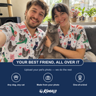 Friends in matching Men's Furball Follies Custom Cat Face Hawaiian Shirt — a group gift photo