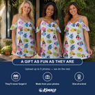 Friends in matching Women's Guppy Gyrations Custom Face Off-Shoulder Dress — a group gift photo