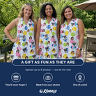 Friends in matching Women's Guppy Gyrations Custom Face V-Neck Dress — a group gift photo