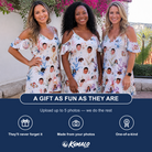 Friends in matching Women's Clownfish Comedy Custom Face Off-Shoulder Dress — a group gift photo