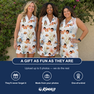 Friends in matching Women's Clownfish Comedy Custom Face V-Neck Dress — a group gift photo